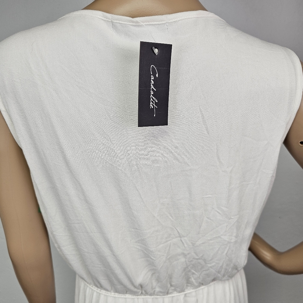 Candalite White Maxi Dress NEW Back Elastic Waist Belt Sz XL Fairy Wedding - Picture 9 of 11
